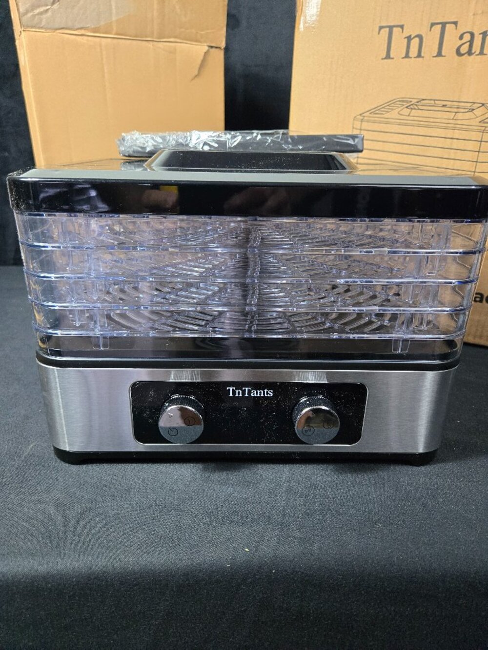 TnTants FD-1025 400W Food Dehydrator 4-Tray Timer Temp Control Open Box